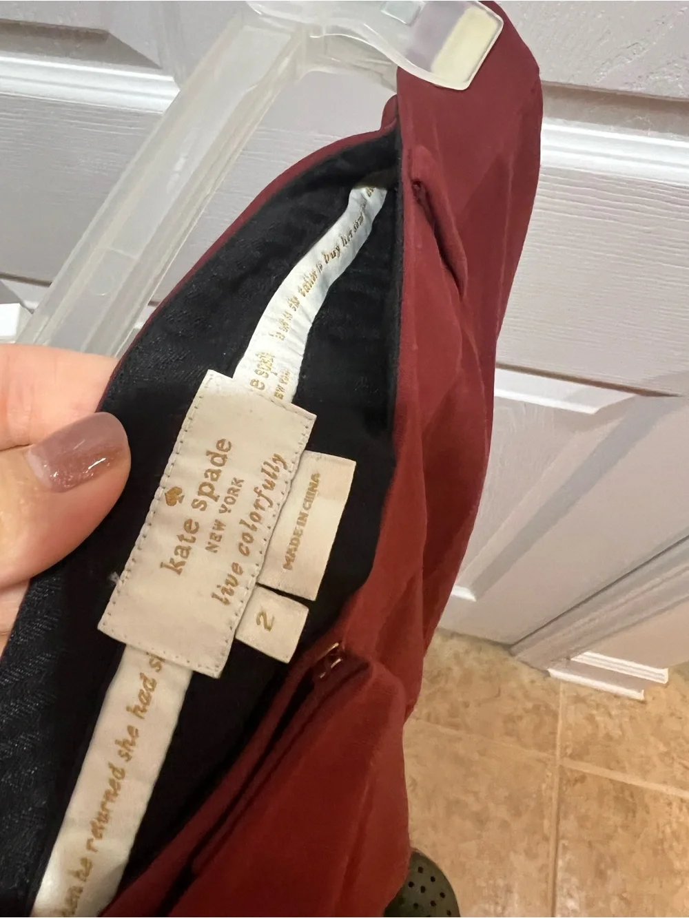 Kate Spade Burgundy Tailored Women's Slim Ankle Pants Size 2
